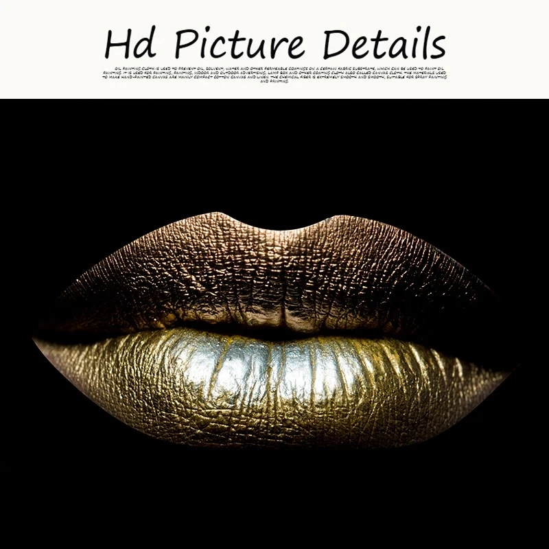Картина маслом на холсте черные и золотые сексуальные губы красивый макияж