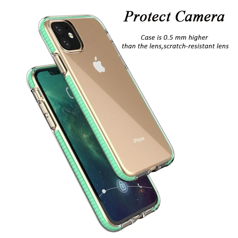 

Transparent TPU Phone Case for IPhone 11 Pro Max Coque 2019 Candy Colors Soft Anti-knock Back Cover for IPhone XR X XS Max Case