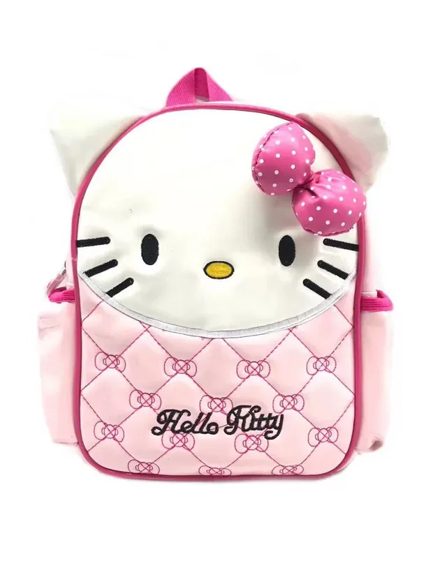 Детский рюкзак с рисунком Hello kitty, глянцевый водонепроницаемый рюкзак из искусственной кожи - Цвет: Pink