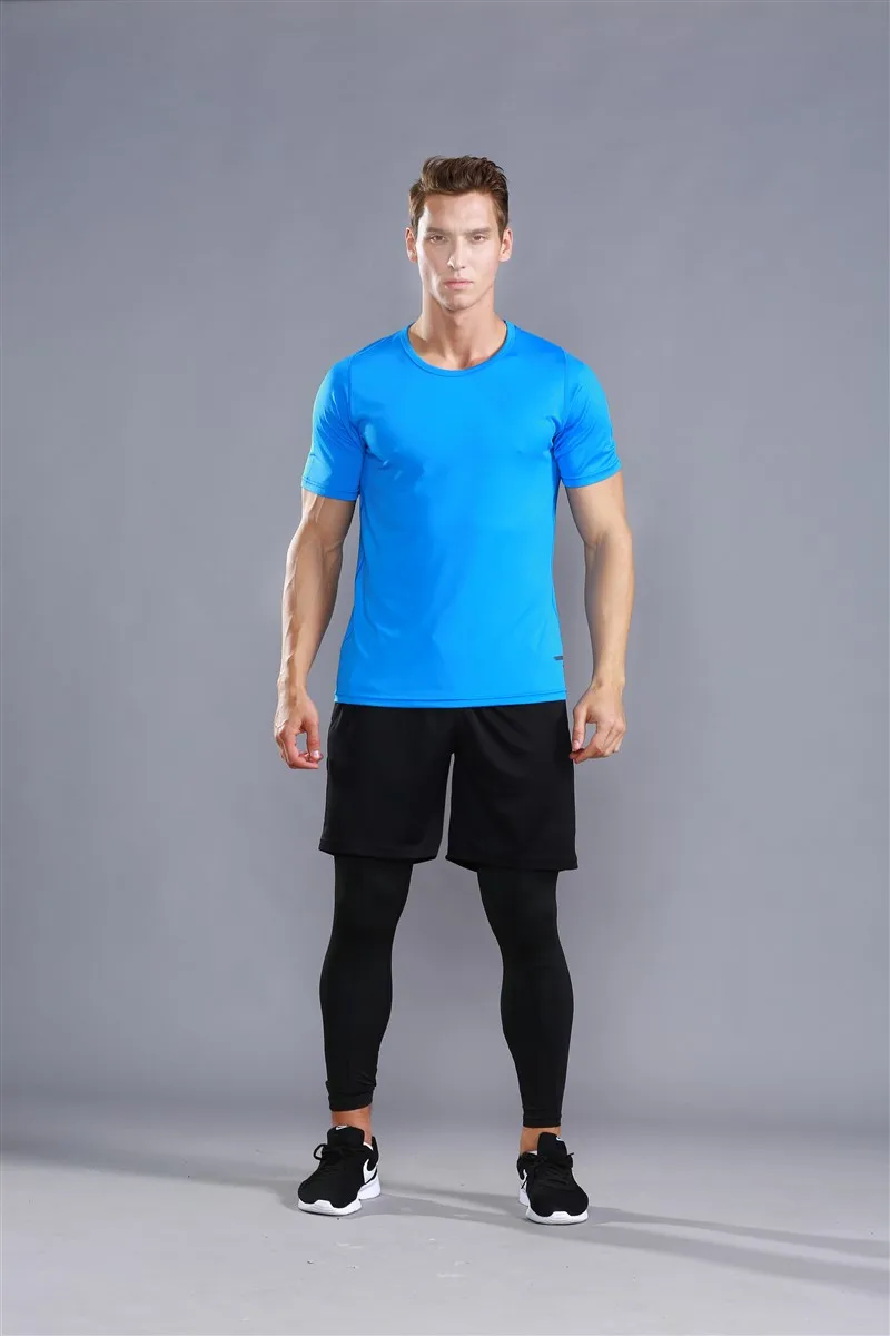 HOWE AO, летняя мужская спортивная одежда, одежда для спортзала, спортивный костюм, баскетбольные рубашки, штаны для бега, пляжные шорты, для тренажерного зала, фитнеса, бега, наборы - Цвет: Синий