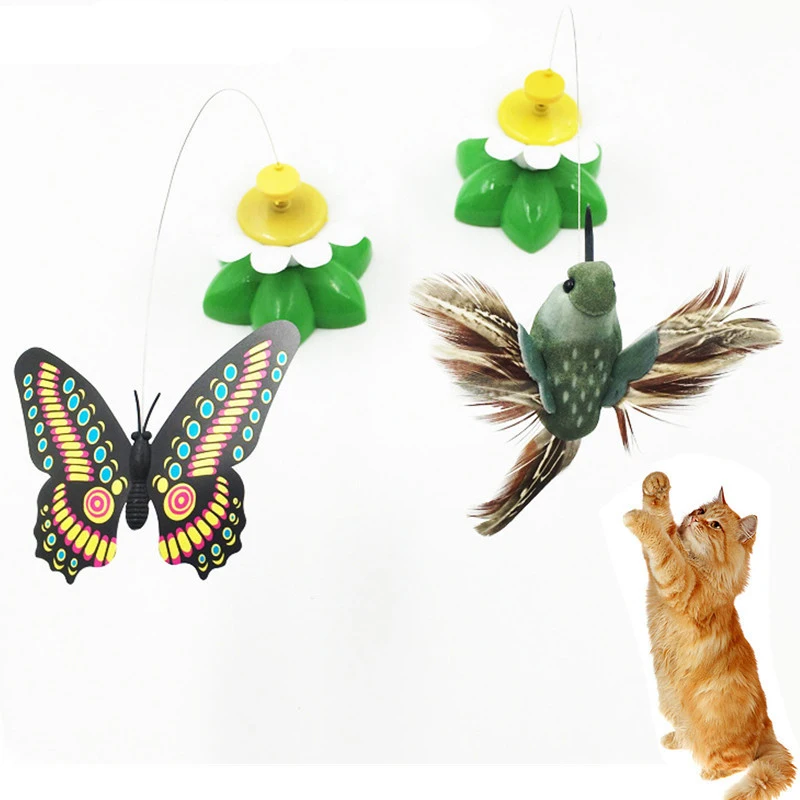 christmas dog toys Cute Electric Rotating Colorful Butterfly Bird Funny Dog Cat Toys Scratch Toy For Cat Small Dog Cats Intelligence Taining squirrel dog toy