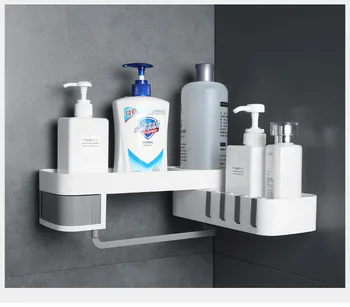 

1PC Corner Shower Shelf Bathroom Shampoo Shower Shelf Holder Kitchen Storage Rack Organizer Wall Mounted Shelf Bathroom QA 202