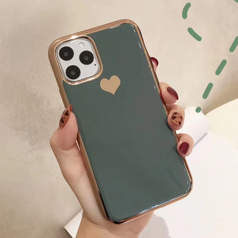 Gray USLION гальванический чехол для телефона с сердечком для iPhone 11 Pro Max XR XS X XS Max 7 8 6 6S Plus блестящий чехол с блестящими звездами - Цвет: Gray