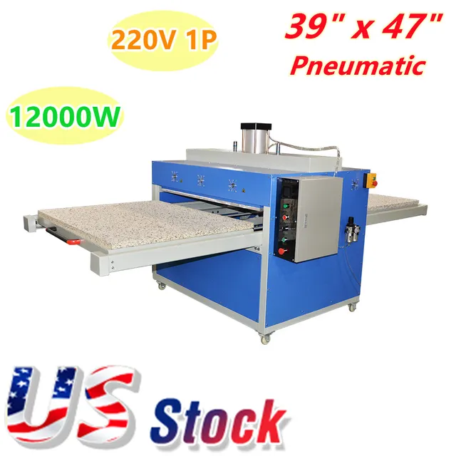 Introducing the US Stock New 39 x 47 Pneumatic Double Working Table Large Format Heat Press Machine with Pull-out Style 220V 1P
