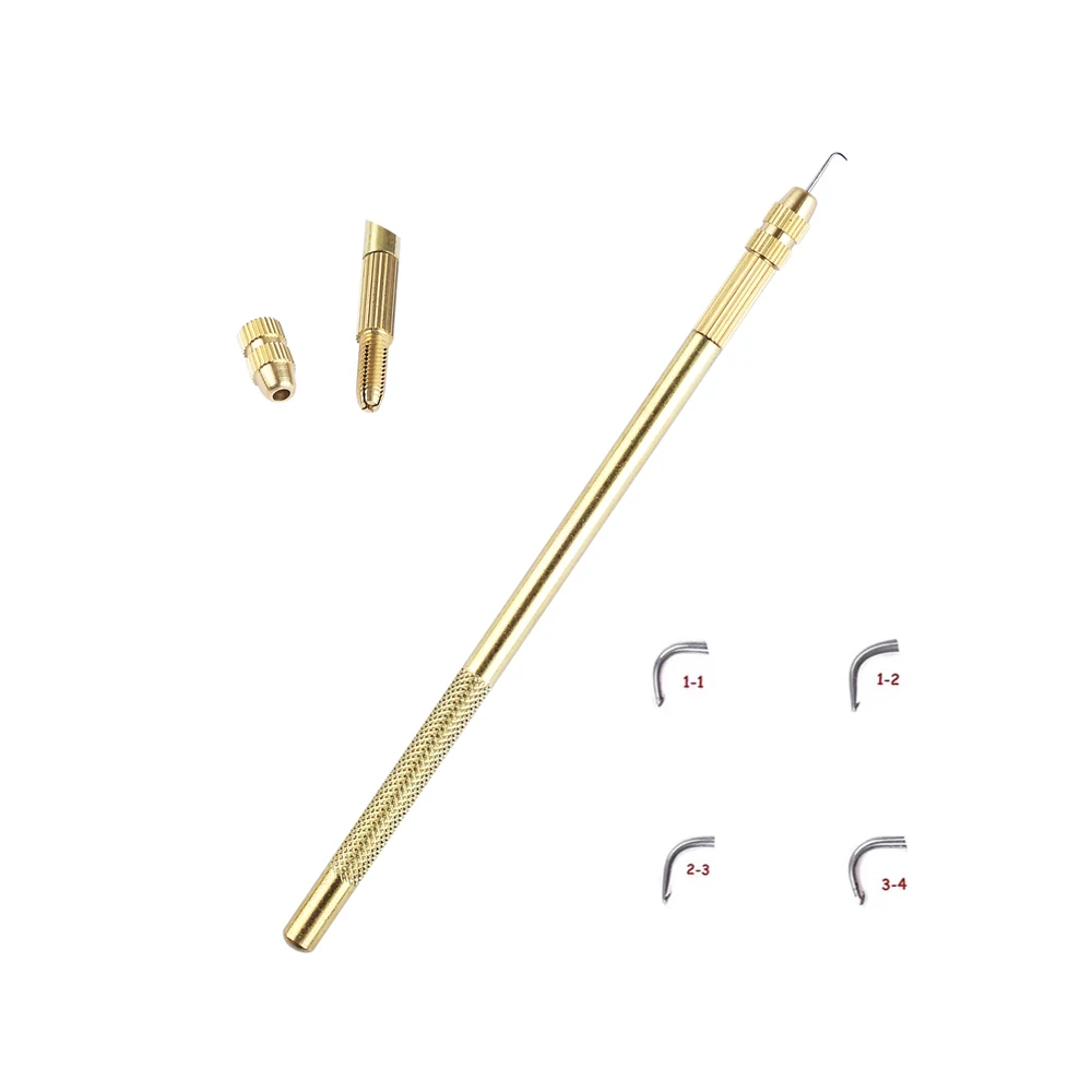 1 Set Hair Needle Holder And 4 pcs(1-1,1-2,2-3,3-4) Ventilating Needles For Wig Making Knoting Hair Needles