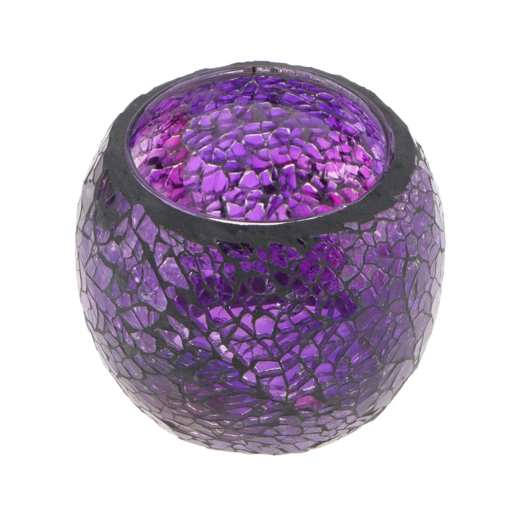 Assorted Colorful Mosaic Glass Candle Holder Bowl Tealight Votive Holder for Wedding Party Home Decor Birthday-Good Blessing