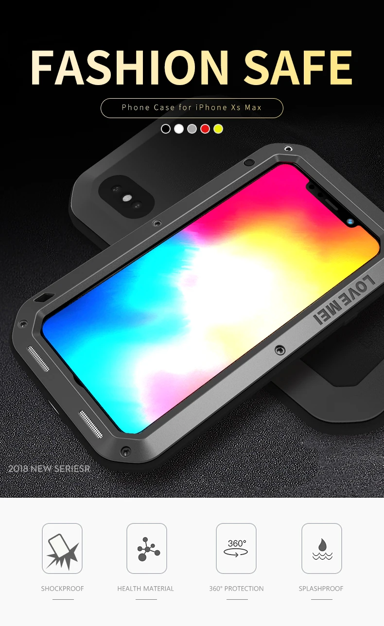 Чехол для телефона LOVE MEI iPhone XS MAX XR X противоударный из закаленного стекла с