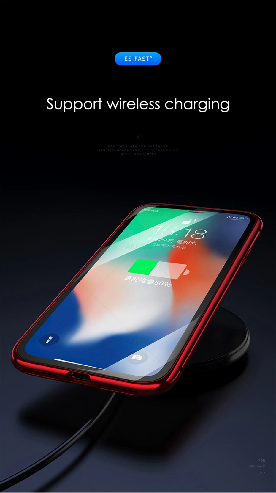 Akcoo Магнитный адсорбционный металлический чехол для телефона для iPhone 11 Pro Max переднее и заднее закаленное стекло для iPhone 6S 7 8 XR XS Max чехол