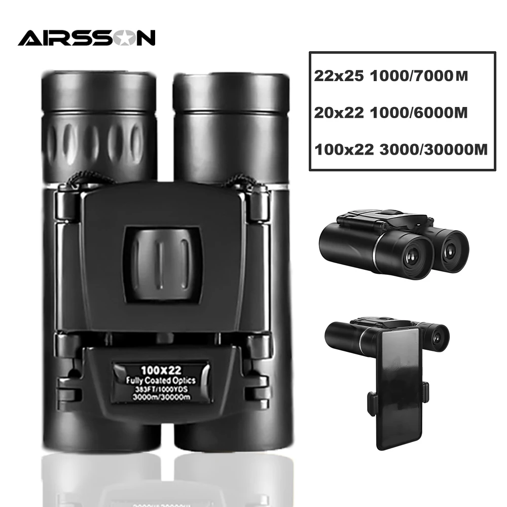 

Powerful Binoculars 100X22 20x22 22X25 Long Range Folding Mini Telescope Bak4 FMC Hunting Optics Waterproof Camping Binoculars