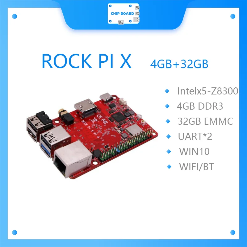 ROCK PI X B MODELB Win10 Intel Atom x5-Z8300 board 4G 32G eMMC flash Разъем для карты MicroSD | Компьютеры и офис