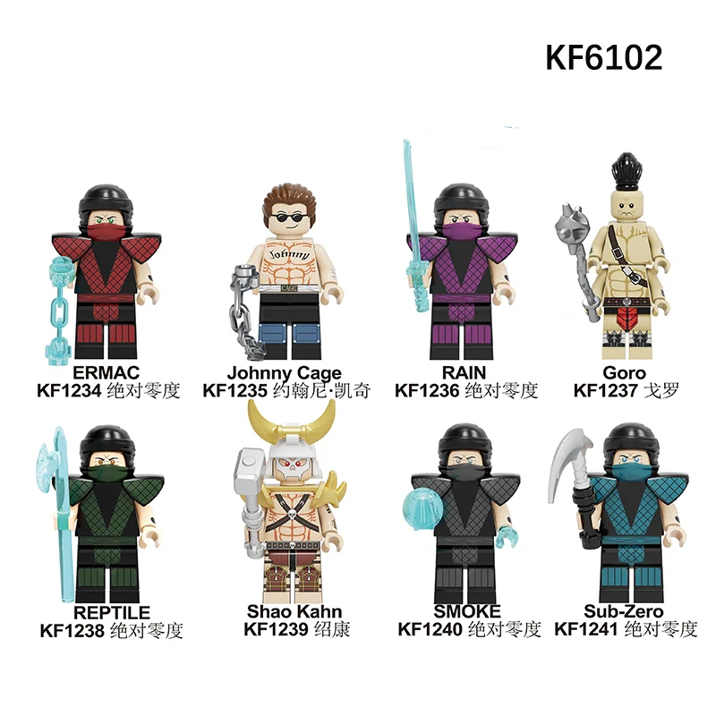 KF6108 Mortal Kombat Строительные блоки мини-кирпичи Sub-zero Скорпион Джони Кейдж Горо Китана Шао Кан фигурки модель игрушки