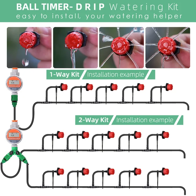 Muciakie 5-50 Méter Gömbszelep Időzítő Kerti Öntözőrendszer Öntözőkészlet Automatikus Permetezés Növényekhez Állítható Fúvókák - Image 2