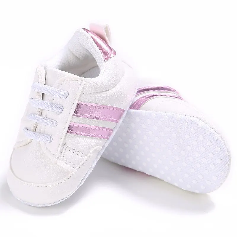 Детская обувь из искусственной кожи обувь спортивная, кроссовки для новорожденных, для маленьких мальчиков платье для девочек в полоску с рисунком обувь для новорожденных Мягкие носки с противоскользящим покрытием, не скользящая обувь - Цвет: A8