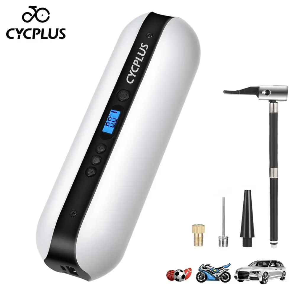 

CYCPLUS Electric Bike Pump Cycling Bicycle Accessories 150psi High Pressure Power Bank LED Air Compressor Pump for Ball Car Tyre
