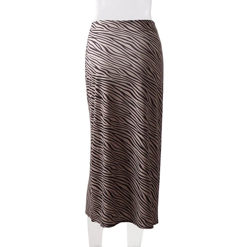Fashion Long Skirt Womens Clothing Wave Print Long High Waisted Skirt Falda Sexy Para Mujer Elegant Womens Clothing