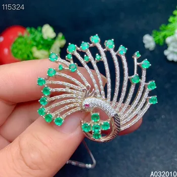 شراءKJJEAXCMY غرامة مجوهرات 925 فضة مطعمة الطبيعية الزمرد المرأة نوبل اثنين ارتداء جديد قلادة قلادة دعم اختبار