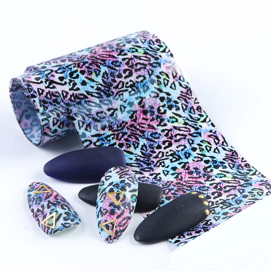 10 шт Фольга для ногтей наклейки-лак с леопардовым узором для ногтей переводные наклейки маникюрный дизайн очаровательные наклейки гелевые слайдеры JIXKH40-63