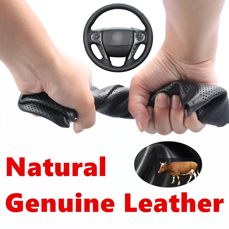 

Genuine Calfskin Leather Car Steering Wheel Cover for Honda Accord 9 2013 2014 2015 2016 2017 Crosstour 2013 2014 2015