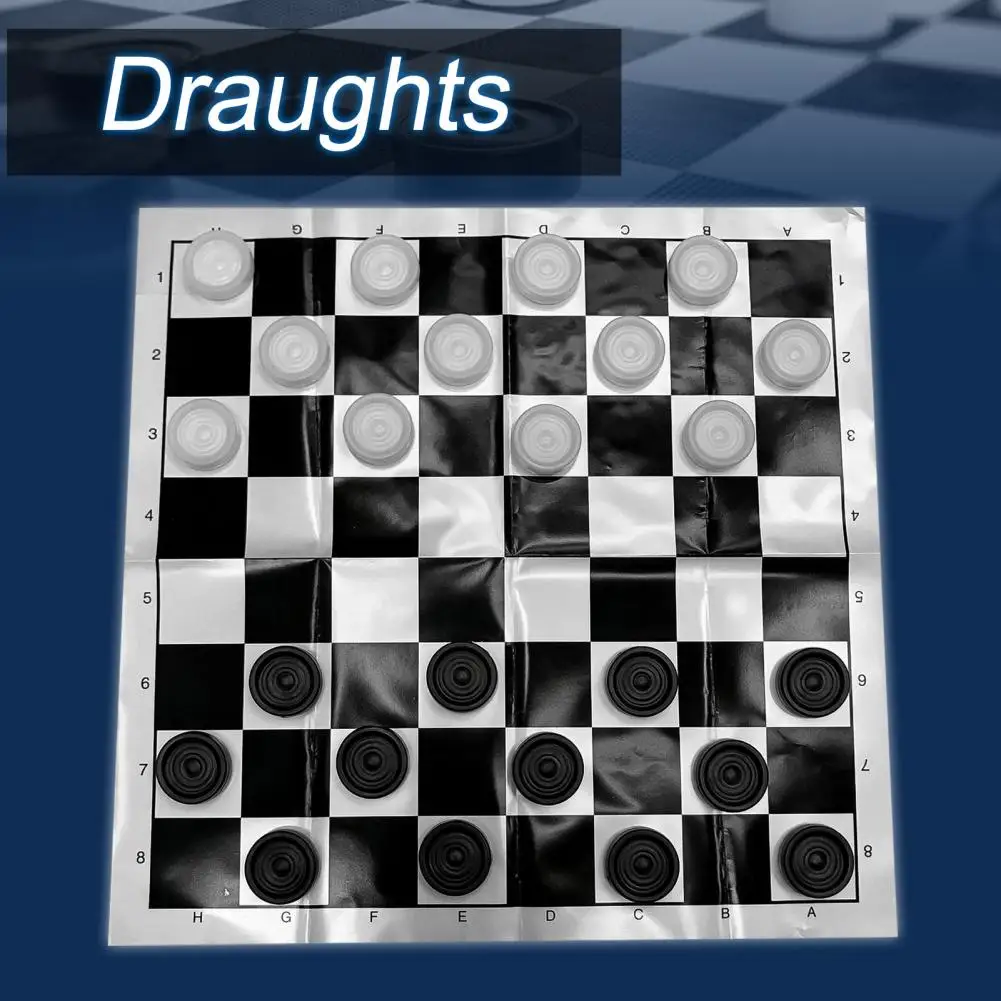 24pc Plastic Chess Board Games Draughts Compact Foldable PP with Chessboard Film Checkers Chess Pieces juegos de mesa