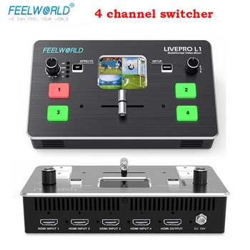 شراءمحول صغير من Feel World Livepro L1 مزود بـ 4 قنوات في الوقت الحقيقي مع بث مباشر للفيديو مع محول HDMI متعدد الأشكال لتسجيل الأستوديو