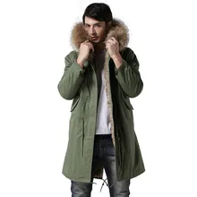 Модные высококачественные итальянские стильные пальто с подкладкой из искусственного кроличьего меха, куртка с воротником из натурального меха енота, зимние мужские меховые парки с карманами