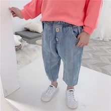 Unibaby2019 осень и зима Южная Корея Детская одежда для мужчин и женщин детские джинсы детские мешковатые брюки джинсы на пуговицах