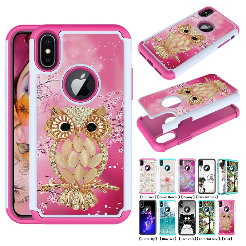 

Case For iPhone X XS XR XS Max iPod Touch 5 6 7 fabric assembly anti falling case color picture heavy protection cover