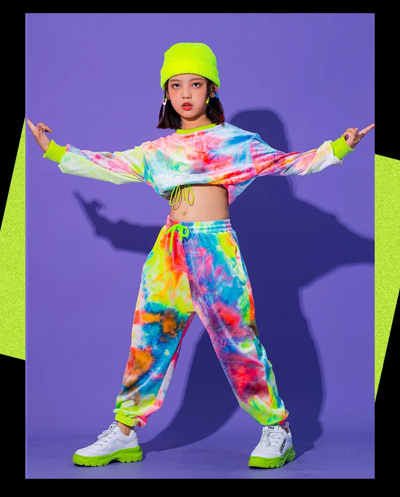 Hip Hop Clothing Multicolor Sweatshirt Causal Pants For Girls Jazz Ballroom Dancing Clothes Stage Outfits Rave Clothes (10)