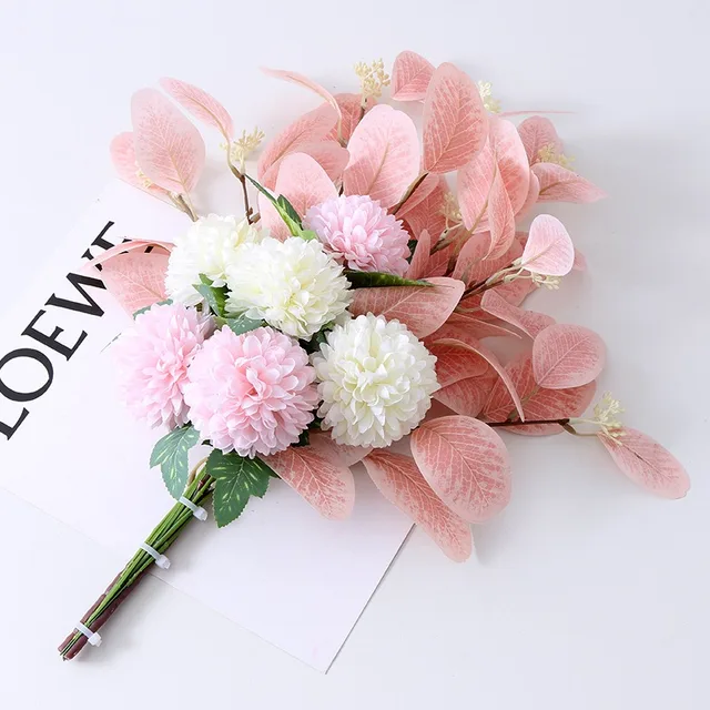 Nordic Flower Bouquet Anemone Wedding Bridal Bouquet Silk Artificial Flowers DIY Srapbook Home Party Decoration Fake Flower light pink white