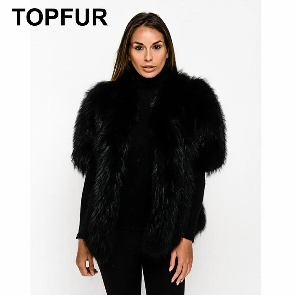 TOPFUR, модные зимние короткие пальто из натурального меха голубой лисы, кожаная куртка, пальто из натурального меха, Женское пальто с коротким рукавом, Manteau Femme