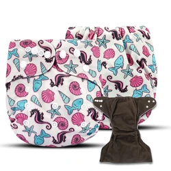 Bebê pano fralda bolso reutilizável lavável ajustável pull à prova dnewborn água impressão fralda recém nascido infantil bambu fibra de carvão fraldas
