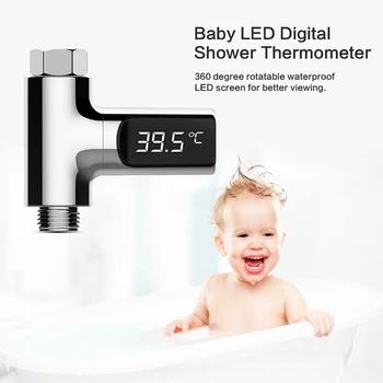 

LED Display Water Temperature Meter Monitor Flow Self-Generating Electricity Shower Thermometer For Home Baby Care