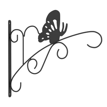 

Bird Feeder Balcony Home Decor Wall Hook Wind Chime Iron Patio For Flower Pots With Screws Butterfly Shape Hanging Plant Bracket