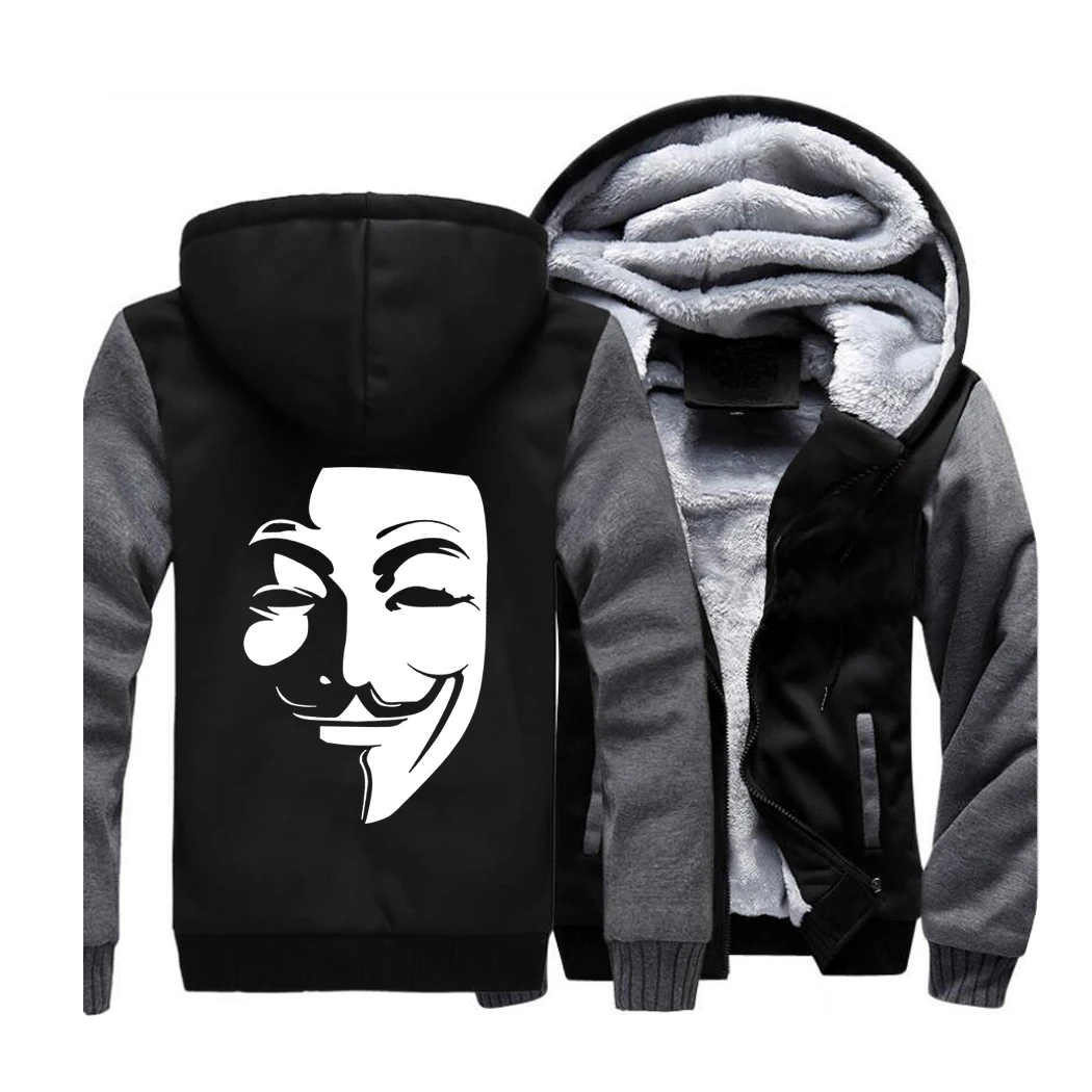V for Vendetta Guy Fawkes уличная толстовка с капюшоном мужская зимняя Флисовая теплая Толстая спортивная куртка с капюшоном для мужчин s