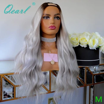 

Light Grey Color U Part Wig 2x4 Glueless Human Hair Ombre Wigs Brazilian Wavy Remy Hair for Women 150% Middle Part Qearl