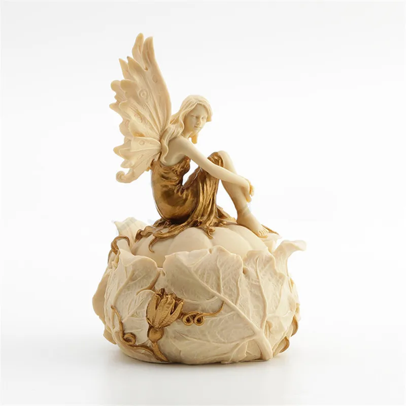  European Style Flower Faerie Sitting Posture Resin Storage Box Creative Bedroom Dressing Table Desk - 4000198395241