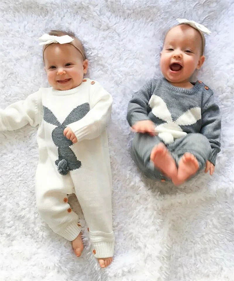 Kdi/Одежда для новорожденных мальчиков и девочек 0-24 месяцев, милый вязаный шерстяной комбинезон с кроликом, элегантный милый комбинезон, прекрасная зимняя теплая верхняя одежда