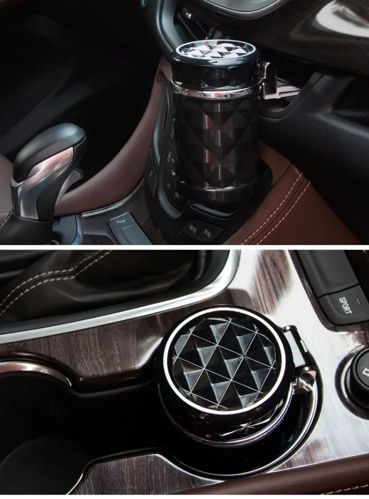 Led Portable Car Ashtrays Auto Ashtray Cup Black Cars Cigarette Cylinder Holder Cay Styling Auto Accessories Ashtray With Light
