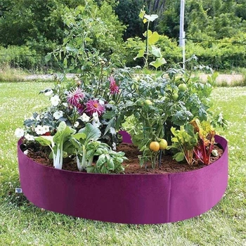 

Round Elevated Plant Bed Planting Bag Breathable Felt Plant Container Flower Pot Foldable Simple Storage Garden Tools