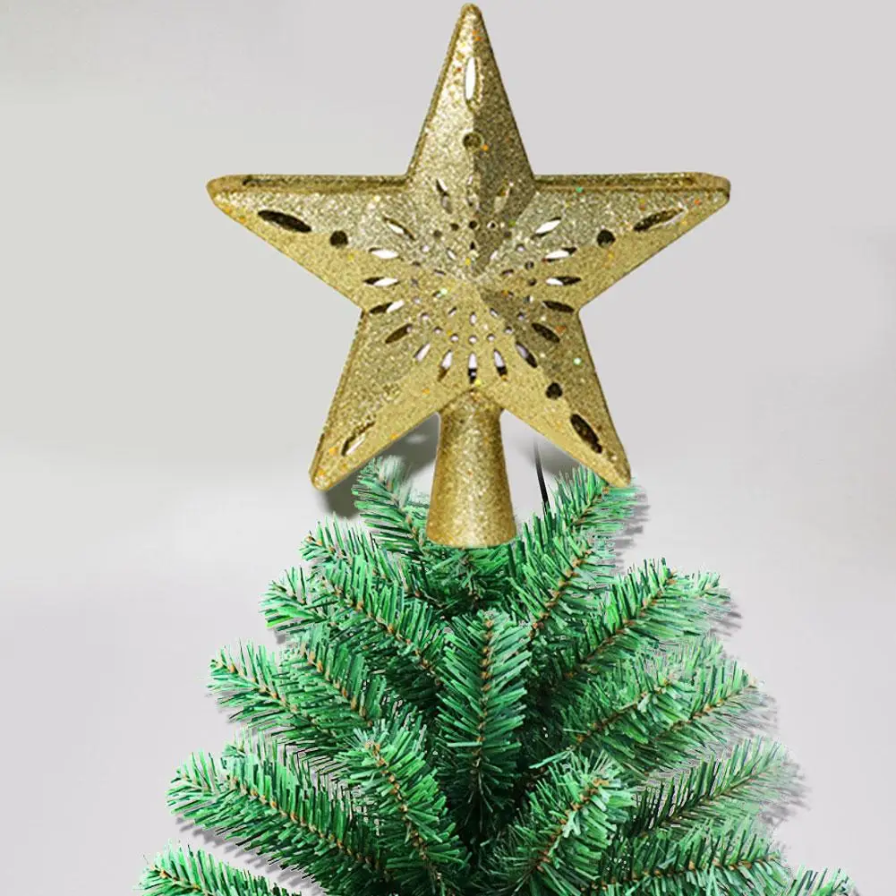 3D Star Christmas Tree Topper Lighted Star Tree Topper With Rotating Snowflake Projection Light For Christmas Tree Ornament