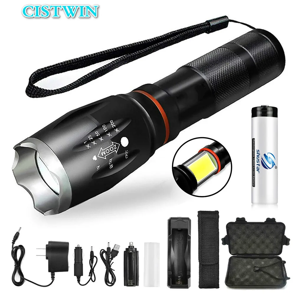 

Glare LED Flashlight COB Side work light Zoomable LED Torch 6 lighting modes Tail magnet Adsorbable For camping cycling etc
