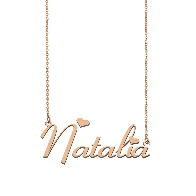 Natalia Name Necklace Stainless Steel Nameplate Pendant for Women Girls Friends Birthday Wedding Christmas Mother Gift