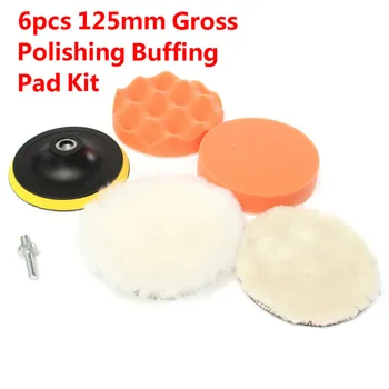 

New 6Pcs 125mm Gross Polishing Buffing Pad Kit For Car Polishing With Drill M10 Adapter 5inch Polisher Pads Buffing Pad