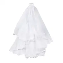 Двухслойная кружевная свадебная вуаль с расческой ручной работы, расшитая бисером вуаль для невесты, свадебные аксессуары