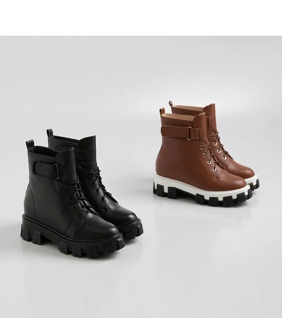 Plus Size 34-43 New Boots Women Shoes Winter New Genuine Leather Boots Women Military Casual Martin Boots Women Wool Snow Boots