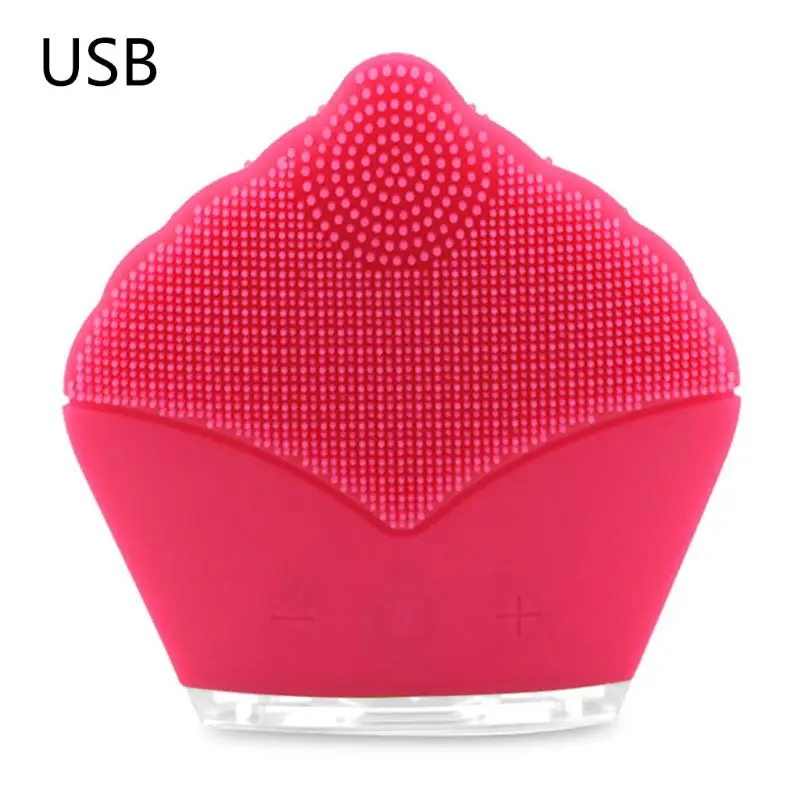 pink Silicone Electric Facial Cleansing Sonic Face Cleaning Spa Brush Massager Cleane Y98B - Цвет: pink