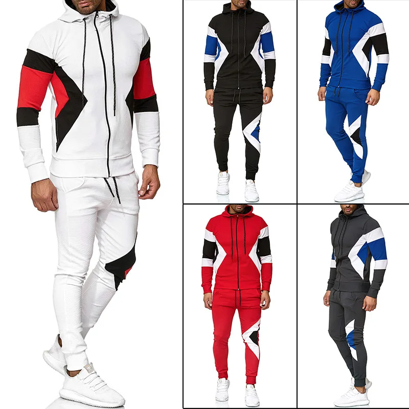 

Autumn New Style Hoodie Sports Leisure Suit Men Fashion Simple Two-Piece Hooded Mixed Colors