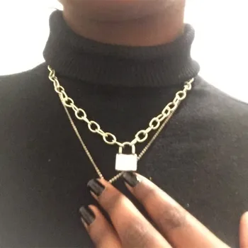 

50PCS Harajuku Stainless Steel PadLock Pendant Necklace for Unisex Women Men Necklace Jewelry Gift for Promotion Gift Wholesale