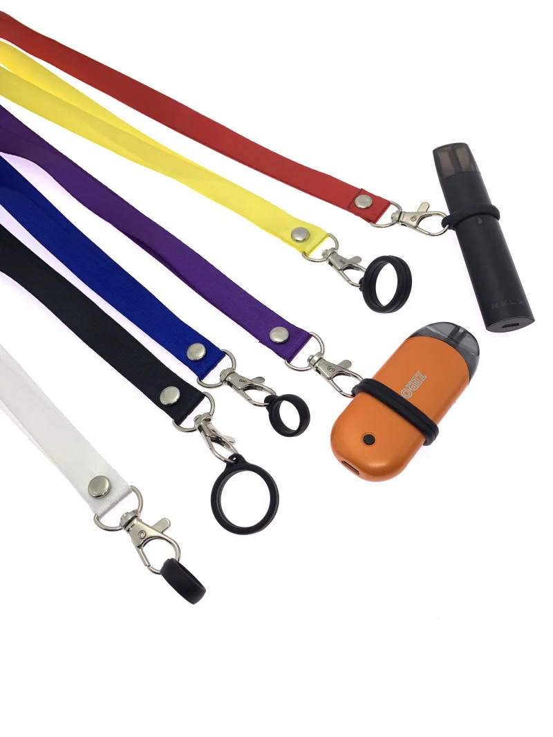 

6 Colors Broadband Necklace Vape Lanyard Chain with 13mm and 20mm Silicone Ring Rubber Bands for Nord Uwell CALIBURN Vapepod kit