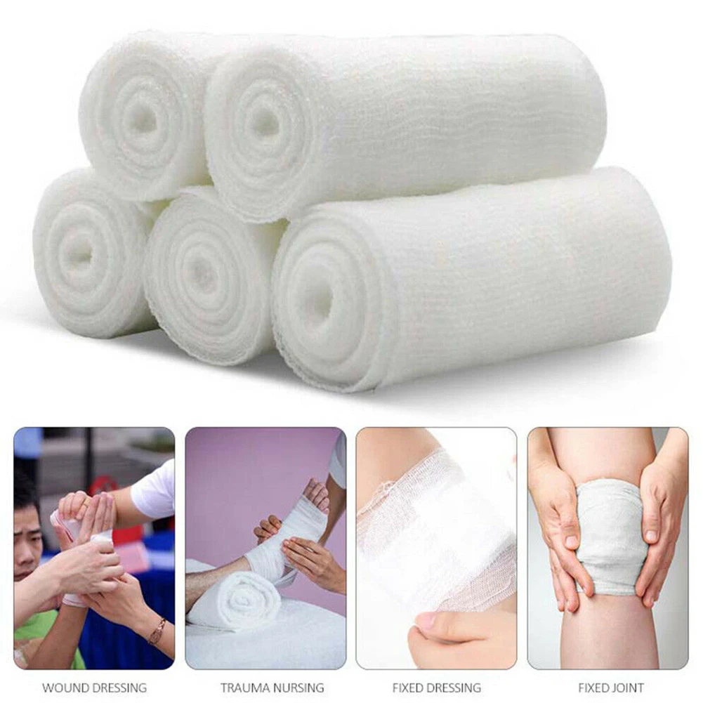 

5 Rolls Knee Pain Relief Injury Elastic Non Toxic Mesh Disposable Roll Protective Gauze Bandage First Aid Health Care Durable